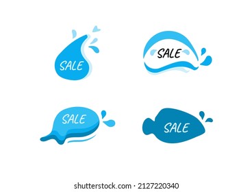 blue water drop splash tag banner vector, element design ep13