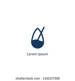 Blue water drop, with straw, drinking, clean, cocktail, juice, vector illustration, flat silhouette, icon, logo, label