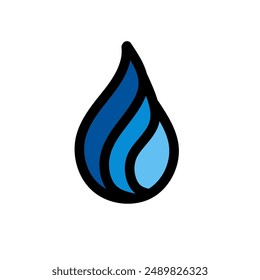 Blue water drop symbol on white background