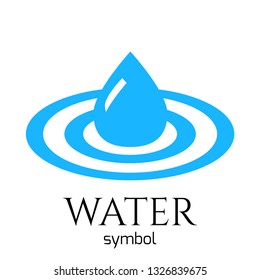 Blue water drop symbol. Vector creative concept icon.