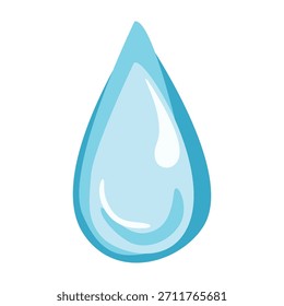 Blue water drop vector illustration isolated on white background. Design for hygiene, skincare, health, eco product, medical, presentations and environmental projects.