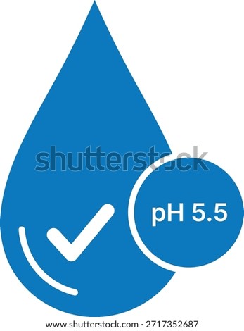 Blue water drop with white checkmark and p H 5.5 text tick