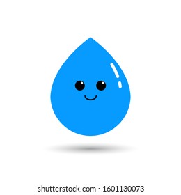 Blue water droplets with cute facial expressions