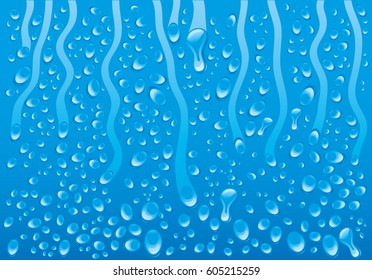 Blue water and drops.