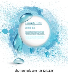 Blue water drops background