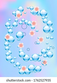 Blue water drops background. Design Element For Web Or Print Packaging. Vector Illustration. 