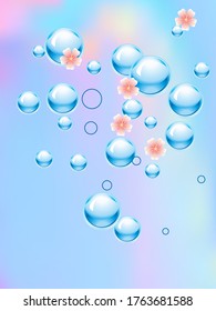 Blue water drops background. Design Element For Web Or Print Packaging. Vector Illustration. 