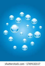 Blue water drops background. Design Element For Web Or Print Packaging. Vector Illustration.