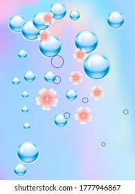 Blue water drops background. Design Element For Web Or Print Packaging. Vector Illustration. 