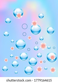El agua azul cae sobre el fondo. Elemento De Diseño Para Empaquetado Web O Impresión. Ilustración vectorial. 