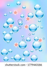 Blue water drops background. Design Element For Web Or Print Packaging. Vector Illustration. 