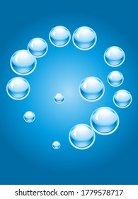 Blue water drops background. Design Element For Web Or Print Packaging. Vector Illustration. 
