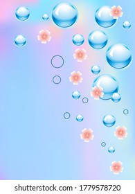 Blue water drops background. Design Element For Web Or Print Packaging. Vector Illustration. 