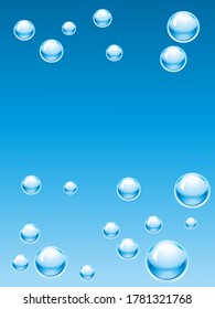 Blue water drops background. Design Element For Web Or Print Packaging. Vector Illustration. 