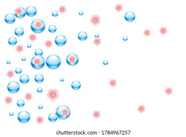 El agua azul cae sobre el fondo. Elemento De Diseño Para Empaquetado Web O Impresión. Ilustración vectorial.