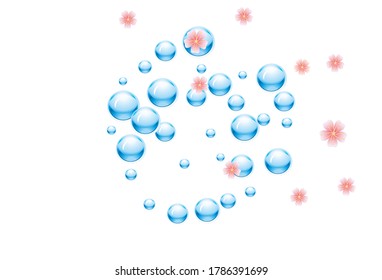 El agua azul cae sobre el fondo. Elemento De Diseño Para Empaquetado Web O Impresión. Ilustración vectorial.