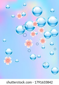 El agua azul cae sobre el fondo. Elemento De Diseño Para Empaquetado Web O Impresión. Ilustración vectorial.
