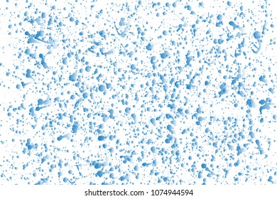 Blue water drops background. Ink blots. Overlay distress splatters. Hand drawn  vector texture. 