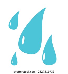 Gotas de água azul cobertas sobre fundo branco.Estas ilustrações simples podem ser usadas para uma variedade de finalidades, desde design gráfico a apresentações