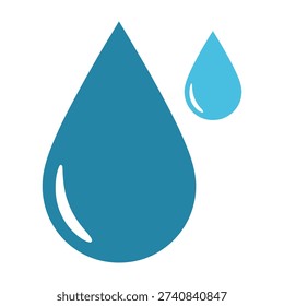 Blue Water Drops Icon, Fluid Droplet Symbol, Clean Liquid Splash, Pure Water Concept, Vector Illustration