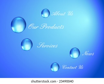 Blue water drops menu