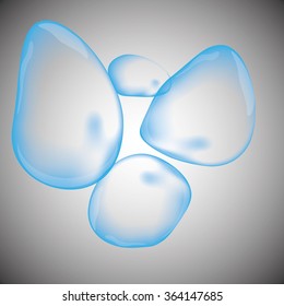 Blue water drops realistic set isolated vector illustration