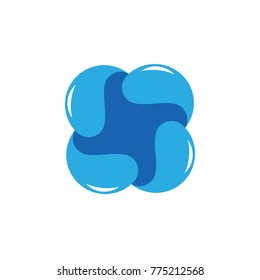 blue water drops square logo vector