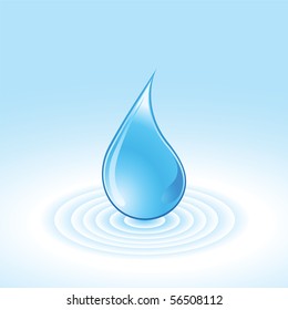 Blue water drops - vector abstract a  background.