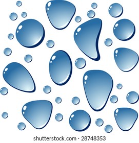 Blue water drops. Vector illustration.