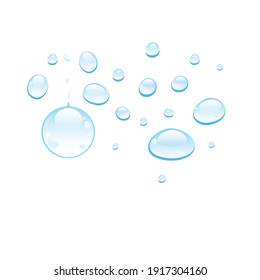 Blue water drops vector isolated on white background. Water drop design for design