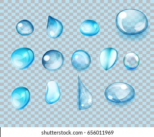 Blue water drops vectors set