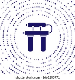 Icono de filtro de agua azul aislado en fondo blanco. Sistema de filtración de agua. Sistema de osmosis inversa. Puntos aleatorios del círculo abstracto. Ilustración vectorial