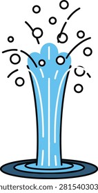 Blue Water Fountain Splash Vector Illustration