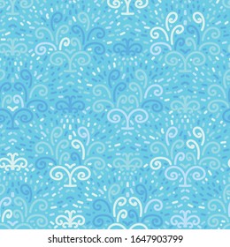 blue water fountains seamless vector pattern