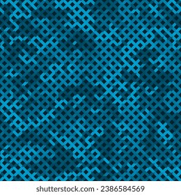 Blue Water Halftone Camouflage Seamless Pattern Texture. Glowing Color Graphic Modern Camo Net. Vector Military Camouflage Seamless Pattern Textile Print