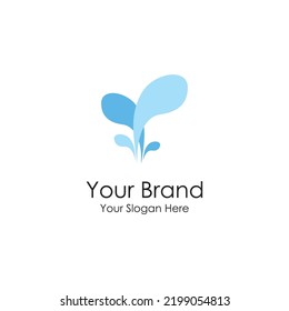 logotipo icónico simple premium de agua azul