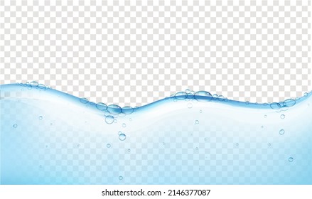 Blue Water Isolated Transparent Background With Gradient Background, Vector Illustration