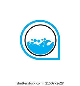 blue water laundry logo design