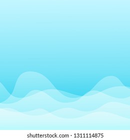 Blue water line wave abstract background in flat vector illustration.