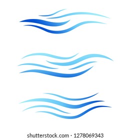 Blue water line wave concept abstract background in flat vector illustration design style.