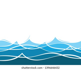 Blue water lines wave concept abstract background in flat design vector illustration.