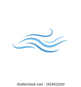 Blue water lines wave object icon isolated on white background flat design vector illustration.