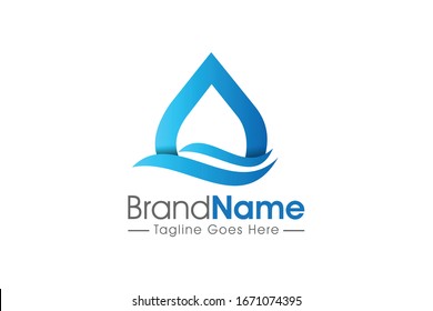 blue water liquid drop logo concept
