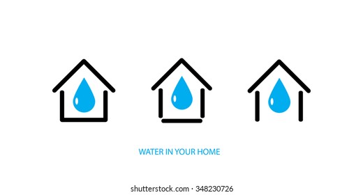 Blue water logo icon set vector