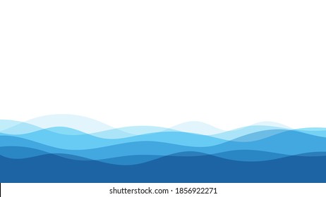 Blue water ocean wave layer vector background illustration.