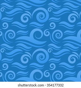 Blue water pattern on blue background. Vector art.