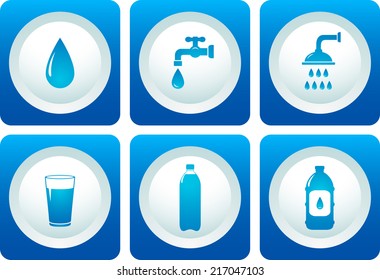 Blue Water And Plumbing Service Icon Set