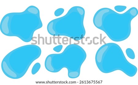 blue water puddle set illustration set