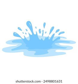 Blue water puddle. Water splash  with drops.Vector illustration