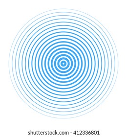 Blue Water rings isolated. Sound circle wave effect vector pattern illustration. Concentric sihnal template for your design.